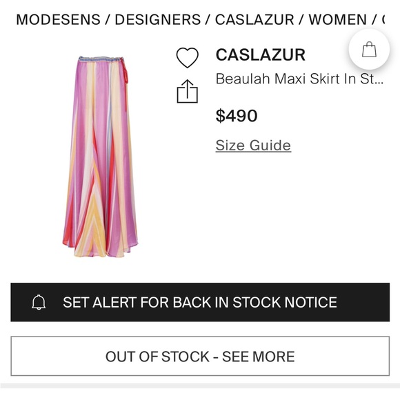 BEAULAH MAXI SKIRT IN STRIPE small 100% silk - Picture 2 of 2